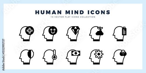 10 Human Mind Lineal Fill icon pack. vector illustration.