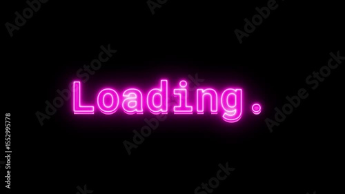 Pink Neon glow, Loading... text animation with triple dots