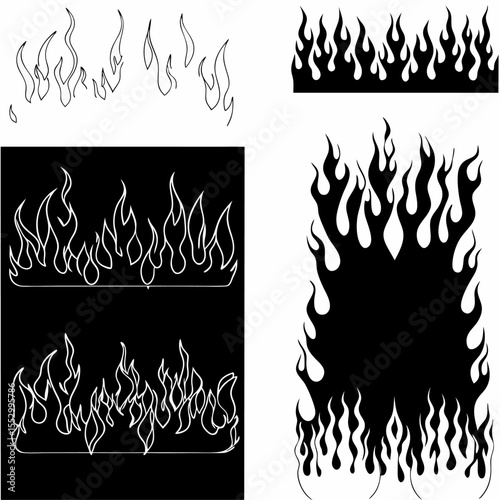 Abstract Fire Flame Elements – Fiery Shapes and Hot Textures Vector Illustration