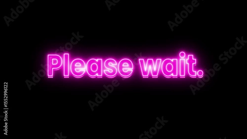 Pink Neon glow, Please Wait... text animation with triple dots