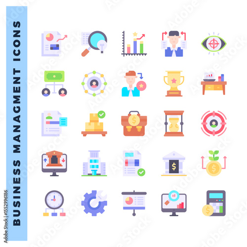 25 Business Management Flat icon pack. vector illustration.