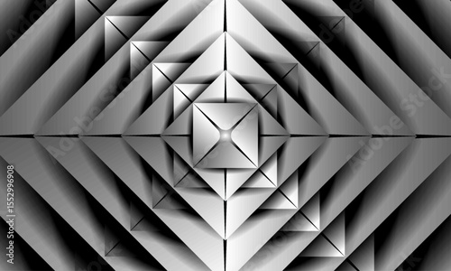 3d geometric shape abstract background-Abstract diamond shape with arrow orientation gradient template for futuristic, decoration, card, banner-Modern minimal black-white colour pattern design
