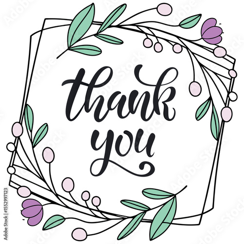 Beautiful Floral Wreath with Thank You Message for Appreciation and Gratitude