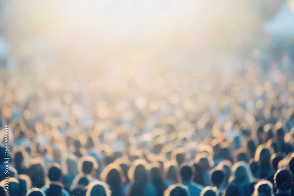 Obraz premium Blurred Crowd in Warm Light Creates Peaceful Ambience.
