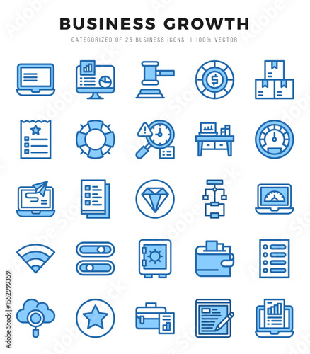 Simple Set of Business Growth Related Vector Two Color Icons.