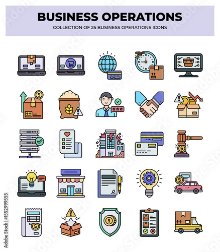 Collection of 25 Business Operations Icons: Streamline your workflow with these essential graphic resources.