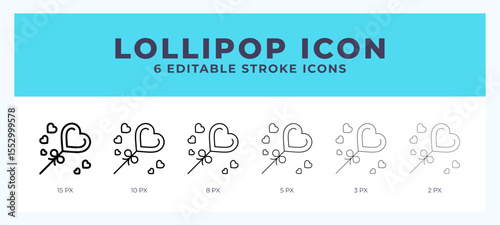 Lollipop icon set with different stroke. Design elements for logo. Vector illustration.