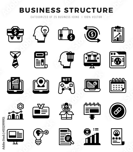 Business Structure. Lineal Filled icons Pack. vector illustration.