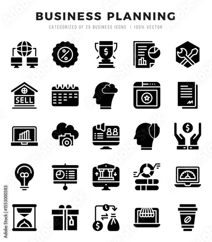Business Planning Icon Pack 25 Vector Symbols for Web Design.