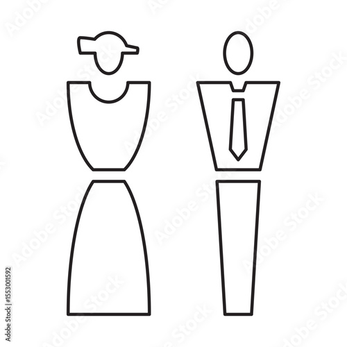 Man and woman icon, male and female sign, black line isolated on white background, vector illustration.