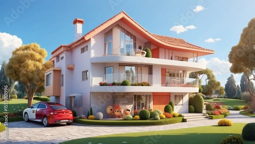 Whimsical Cartoon House with Playful Charm
