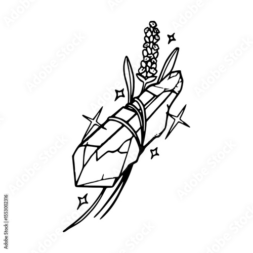 mystical crystal and lavender smudge stick