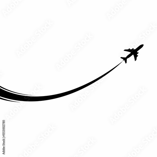 Airplane in Flight, Jet Trail, Air Travel, Airplane Icon, Travel Illustration