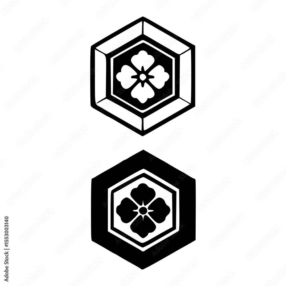 traditional Japanese hexagonal flower mon (kamon)