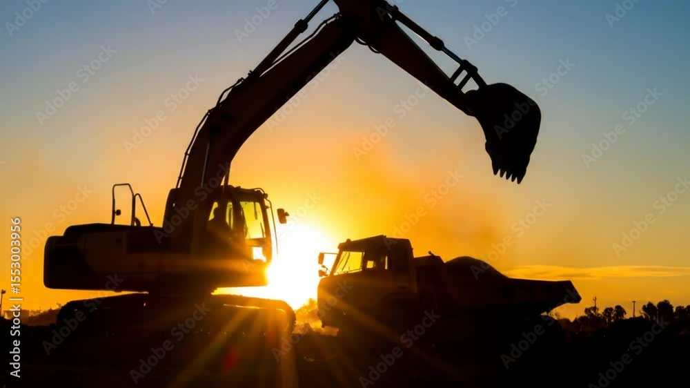 custom made wallpaper toronto digitalSilhouette of heavy machinery at sunset