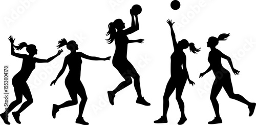  Female Netball Players vector