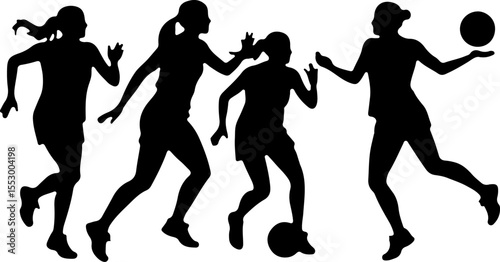  Female Netball Players vector