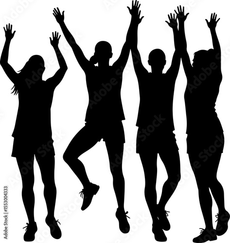 Female Netball Players Silhouettes vector bundle