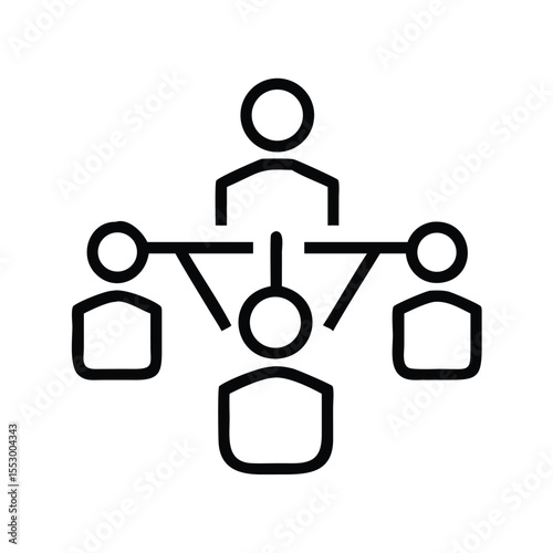 Minimal black and white icon depicting a user-centered data flow between charts and documents, ideal for dashboards, analytics tools, and project management systems