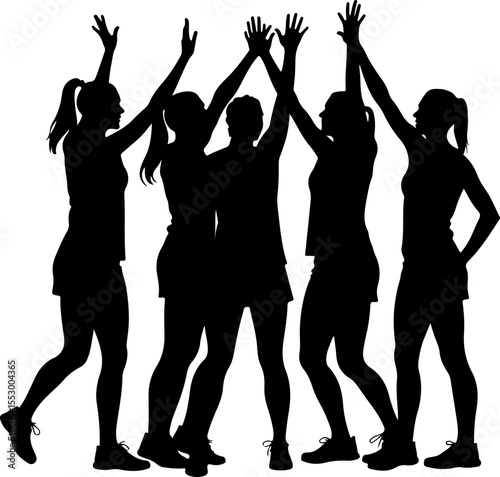 Female Netball Players Silhouettes vector bundle