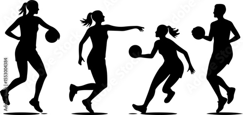  Female Netball Players vector