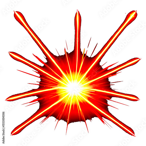 A fiery red starburst explosion, a hot summer sun vector illustration PNG design