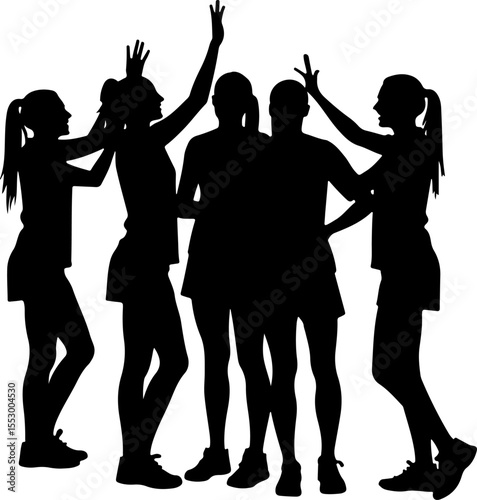 Female Netball Players Silhouettes vector bundle