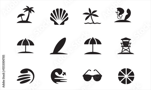 Collection of Black and White Food and Drink Icons, set of simple, black and white icons representing various food and drink items vector art on white