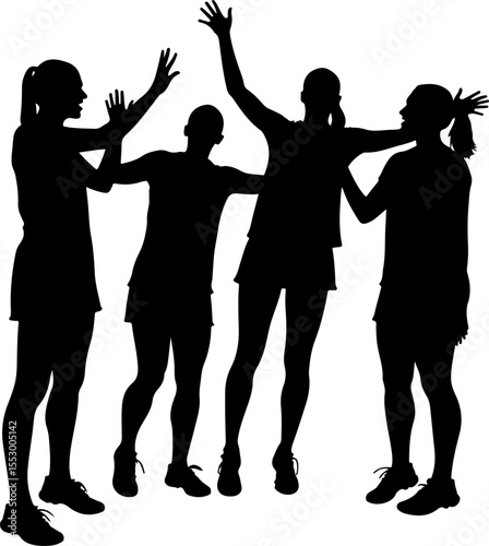 Female Netball Players Silhouettes vector bundle