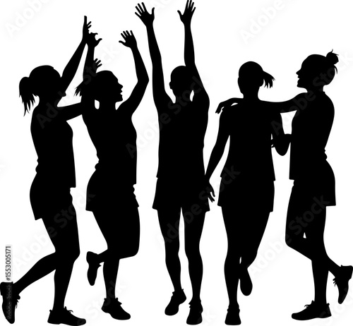 Female Netball Players Silhouettes vector bundle