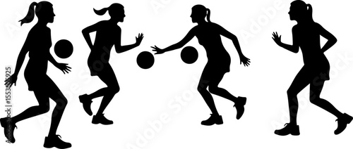  Female Netball Players vector