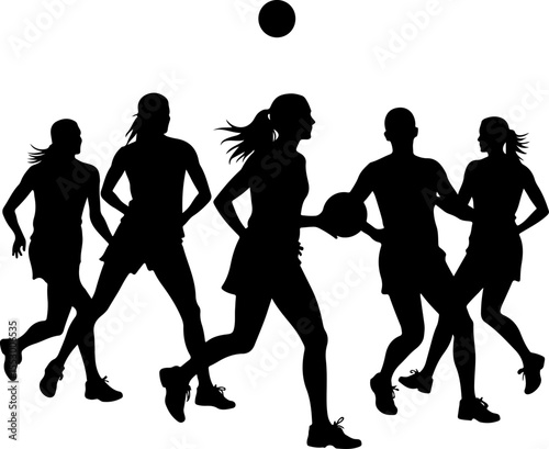 Female Netball Players Silhouettes vector bundle