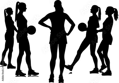 Female Netball Players Silhouettes