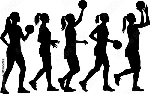 Female Netball Players Silhouettes