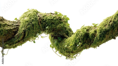 Tree roots growing in spiral formation with bark texture and fine tendrils, isolated