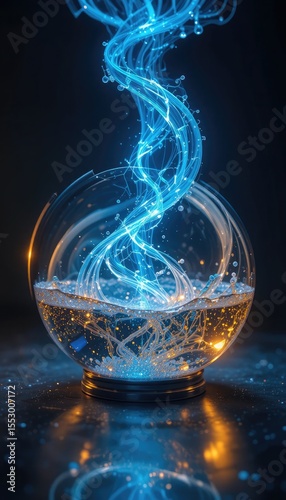 Wallpaper Mural Blue Energy Swirling in Glass Orb Water image Torontodigital.ca