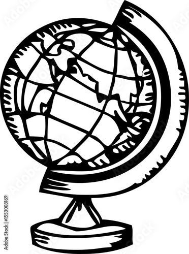 Globe icon representing Earth, global education, geography, international reach, travel, and worldwide connectivity.