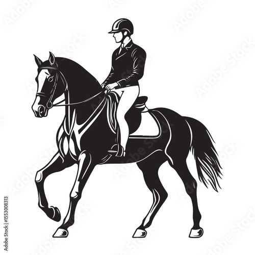 Horse Racing silhouette, A jockey races his horse, Horse Racing Vector, horse and rider on a horse