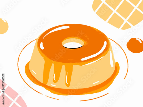 Delicious Creamy Caramel Flan Dessert Illustration