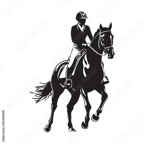 Horse Racing silhouette, A jockey races his horse, Horse Racing Vector, horse and rider on a horse