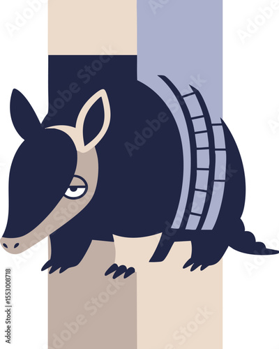 Interlocking Flat Design Kimo-kawaii Armadillo Character