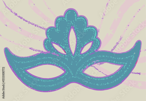 Teal Venetian Mask Design, Festive Party Mask