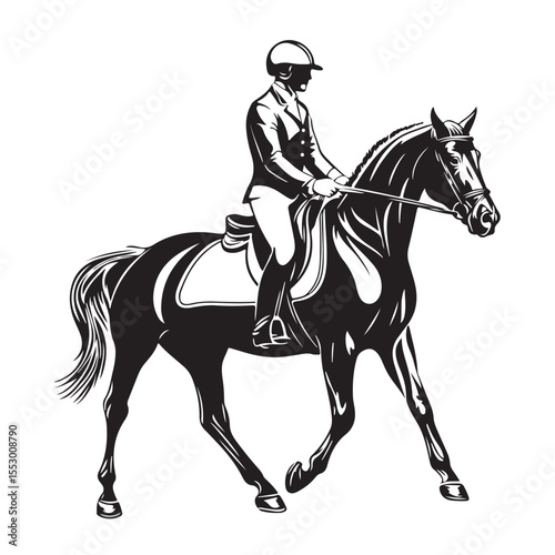 Horse Racing silhouette, A jockey races his horse, Horse Racing Vector, horse and rider on a horse