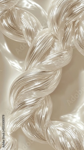 Shiny silver braids, elegant look, cream background.