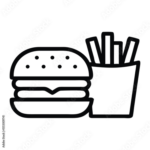 Simple black and white taco icon in doodle style, perfect for food apps, Mexican restaurant branding, and menu design
