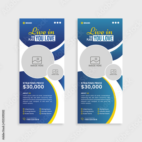 modern real estate roll up banner template design