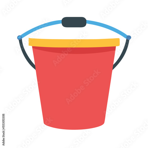 red bucket with blue handle