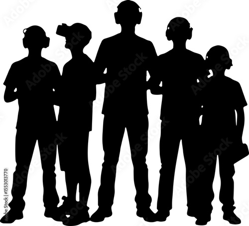 Drone Enthusiasts Man Silhouettes Vector