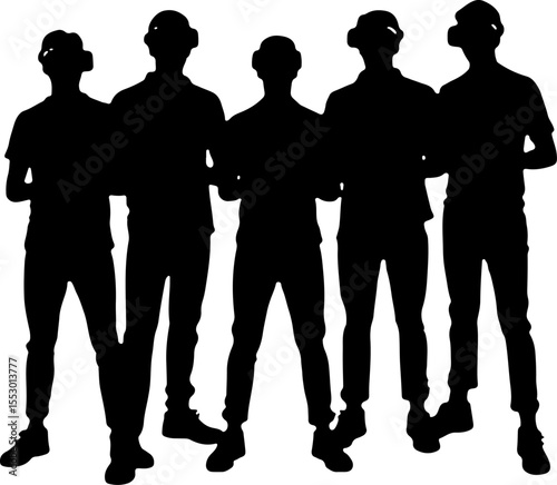 Drone Enthusiasts Man Silhouettes Vector
