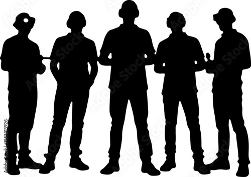 Drone Enthusiasts Man Silhouettes Vector